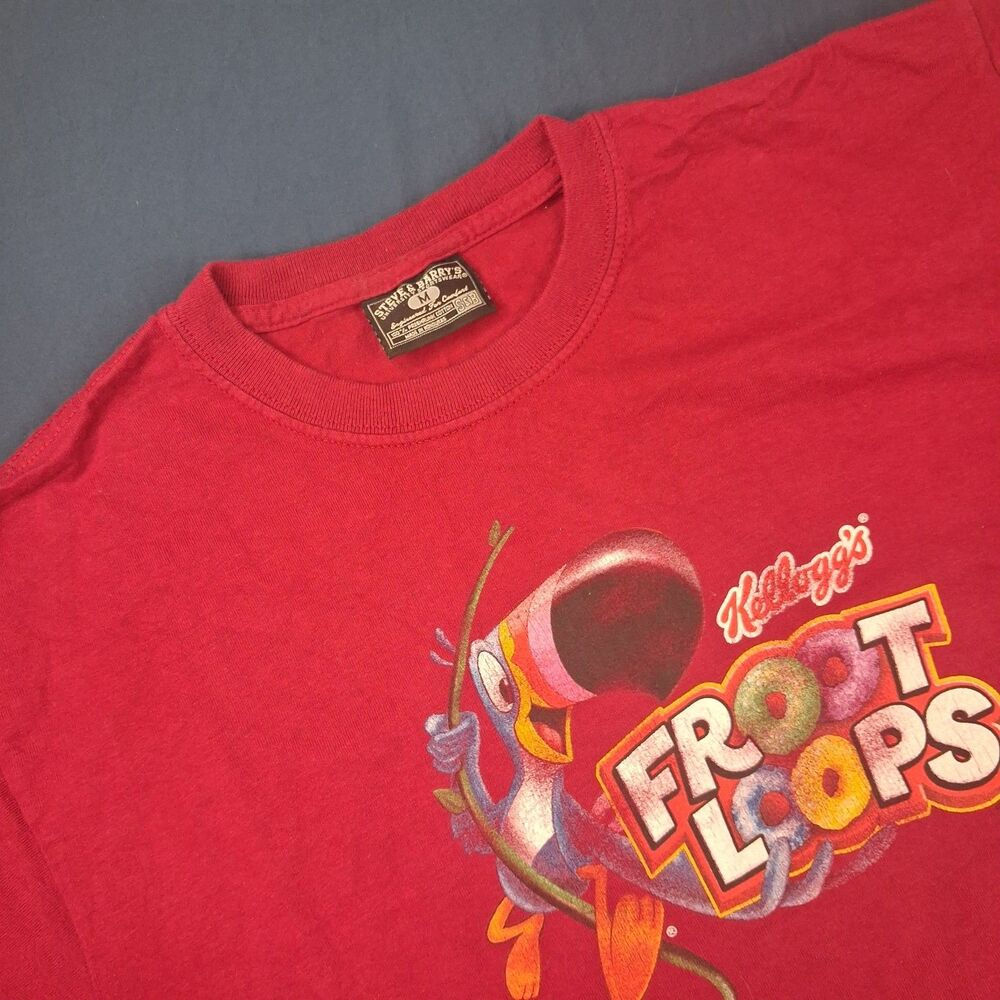 Y2K Froot Loops T Shirt Med. Red Toucan Sam Cereal Graphic Tee